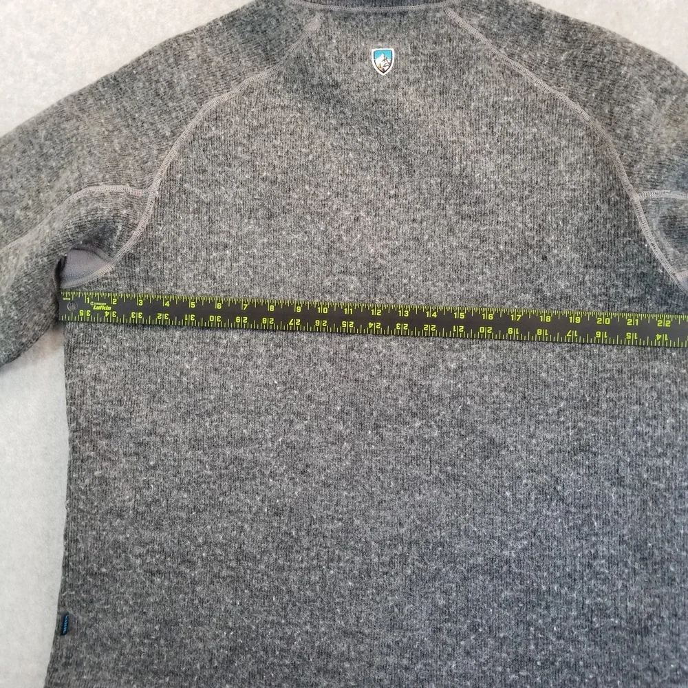 Kuhl Sweater Mens Extra Large Gray Quarter Zip Wool Blend Shaggy Outdoor Hiking